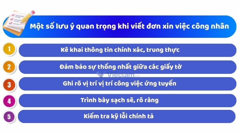 Mẫu đơn xin việc làm công nhân và hướng dẫn cách điền chi tiết Một số lưu ý khi điền đơn xin việc làm công nhân