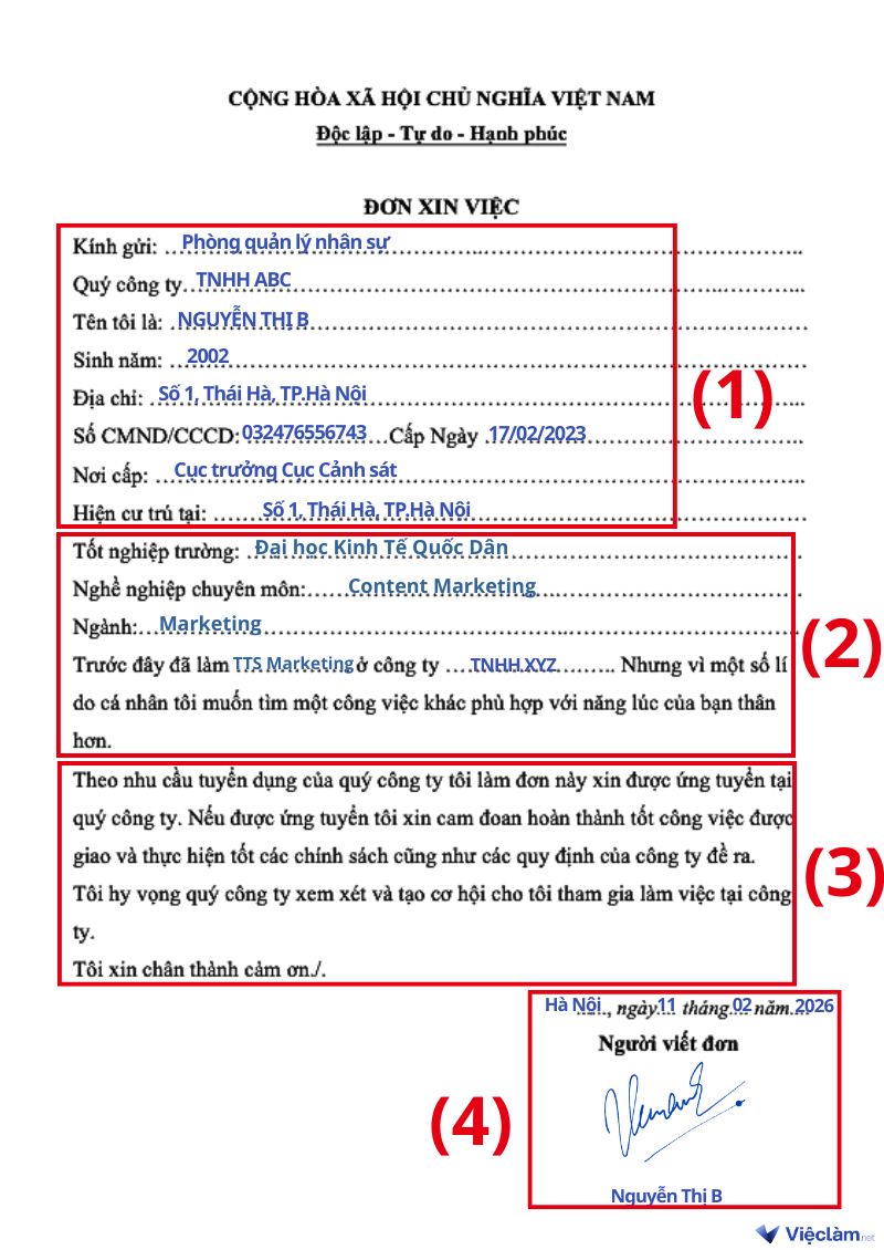 Mẫu đơn xin việc viết tay cho nhiều ngành nghề và hướng dẫn cách viết chi tiết Nội dung cần có trong đơn xin việc viết tay
