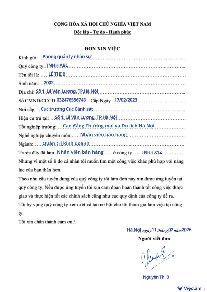 Mẫu đơn xin việc viết tay cho nhiều ngành nghề và hướng dẫn cách viết chi tiết Mẫu đơn xin việc viết tay cho nhân viên bán hàng