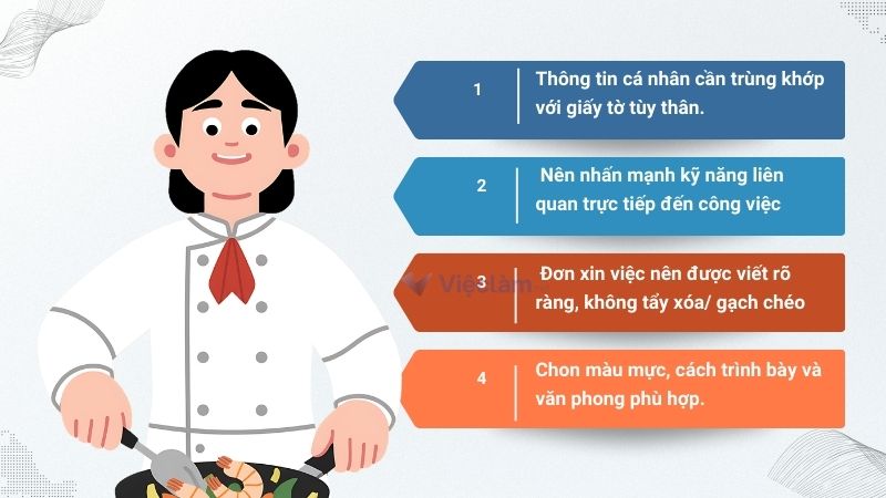 Các lưu ý khi đi điền đơn xin việc phụ bếp