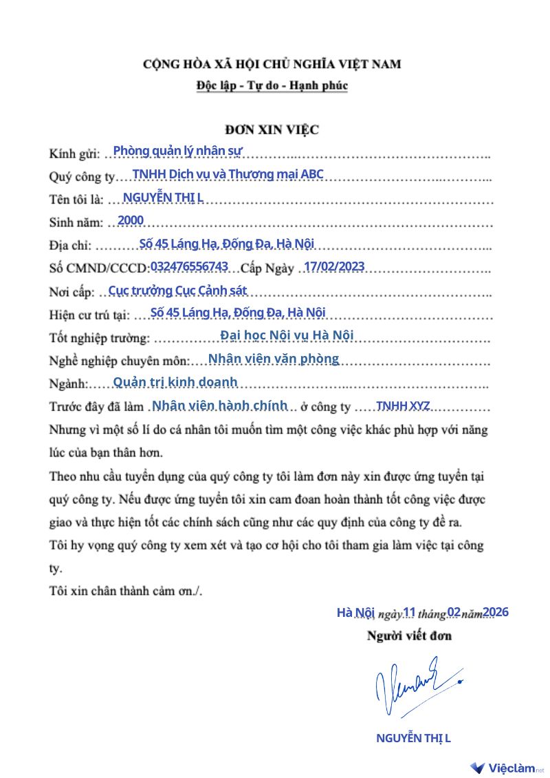 Mẫu đơn xin việc viết tay cho nhiều ngành nghề và hướng dẫn cách viết chi tiết Mẫu đơn xin việc viết tay cho nhân viên văn phòng