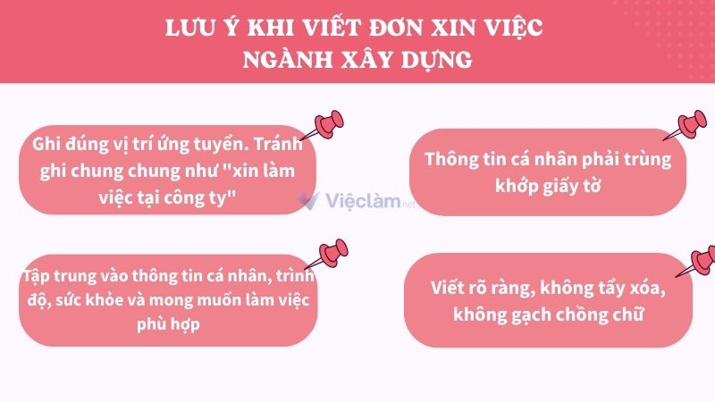 Mẫu đơn xin việc ngành xây dựng và hướng dẫn cách ghi chi tiết Lưu ý quan trọng khi viết đơn xin việc ngành xây dựng