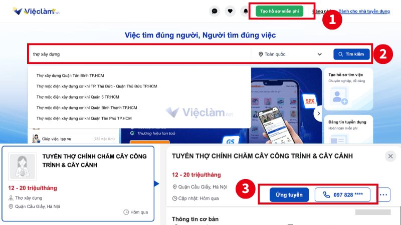 Mẫu đơn xin việc ngành xây dựng và hướng dẫn cách ghi chi tiết Cách tìm việc làm thợ xây dựng trên Vieclam.net