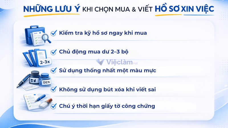 Những lưu ý khi chọn mua và viết hồ sơ xin việc mua sẵn