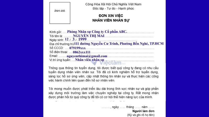 Mẫu đơn xin việc nhân viên văn phòng và hướng dẫn cách điền chi tiết Mẫu đơn xin việc nhân viên Nhân sự