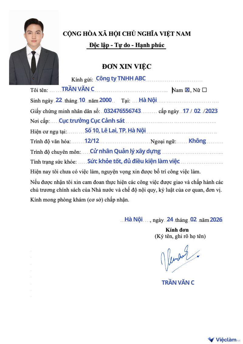 Mẫu đơn xin việc ngành xây dựng và hướng dẫn cách ghi chi tiết Cách ghi chi tiết đơn xin việc ngành xây dựng