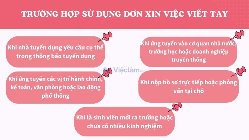 Mẫu đơn xin việc viết tay cho nhiều ngành nghề và hướng dẫn cách viết chi tiết Trường hợp cần sử dụng đơn xin việc viết tay