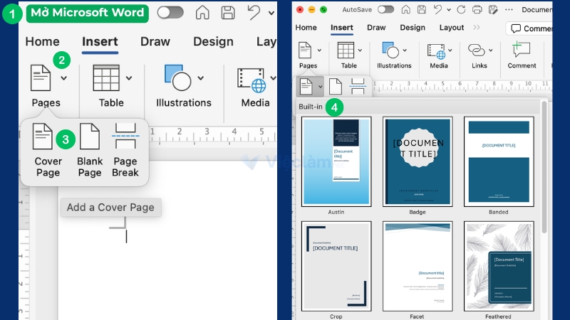 Mở Word và chọn mẫu bìa hồ sơ thích hợp