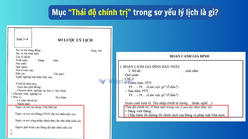 Hướng dẫn cách điền thái độ chính trị trong sơ yếu lý lịch Vị trí mục “Thái độ chính trị” trong sơ yếu lý lịch