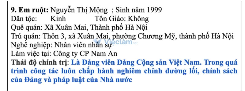 Hướng dẫn cách điền thái độ chính trị trong sơ yếu lý lịch Cách điền thái độ chính trị cho người thân là Đảng viên