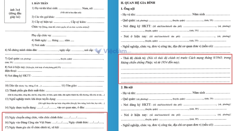 Hướng dẫn cách điền thái độ chính trị trong sơ yếu lý lịch Vị trí mục “Thái độ chính trị” trong Bản khai lý lịch