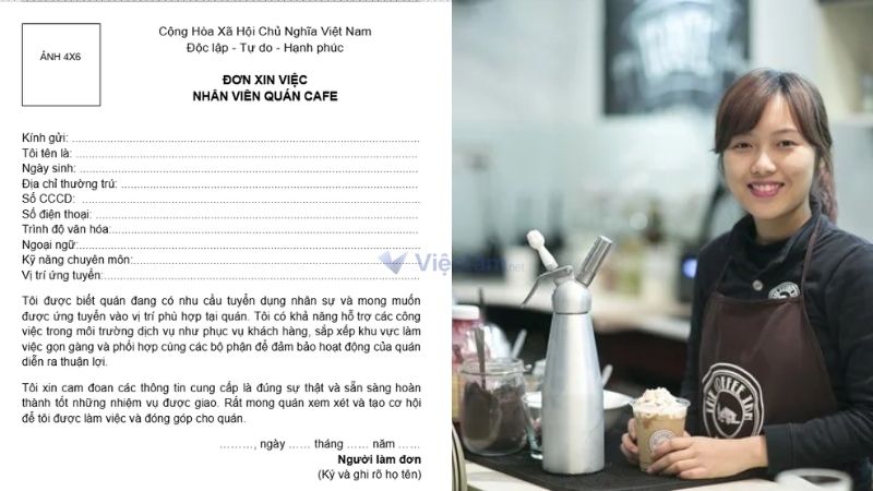 Mẫu đơn xin việc quán cà phê
