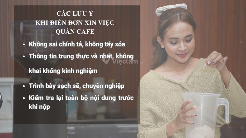 Một số lưu ý khi điền đơn xin việc quán cafe