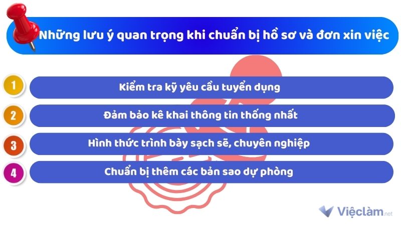 Những lưu ý quan trọng khi chuẩn bị hồ sơ và đơn xin việc