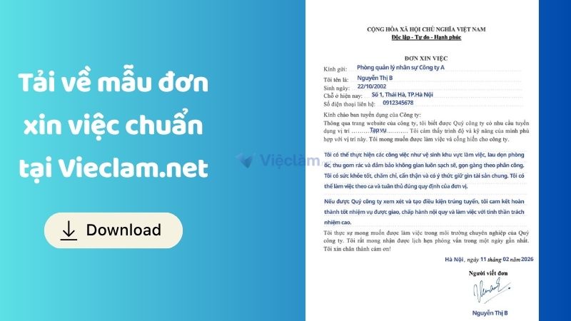 Tải mẫu đơn xin việc chuẩn tại Vieclam.net