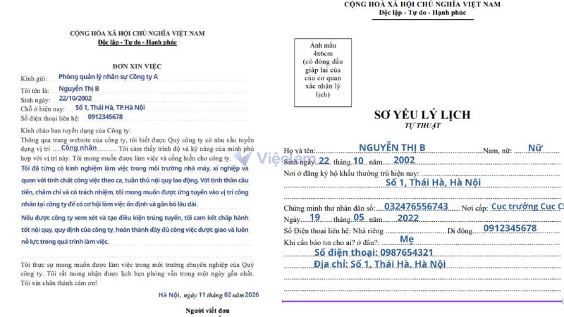 Hình ảnh đơn xin việc và sơ yếu lý lịch