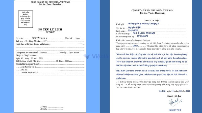 Tải mẫu đơn xin việc và sơ yếu lý lịch chuẩn tại Vieclam.net