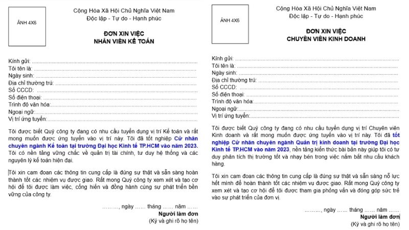 Mục trình độ chuyên môn trong đơn xin việc