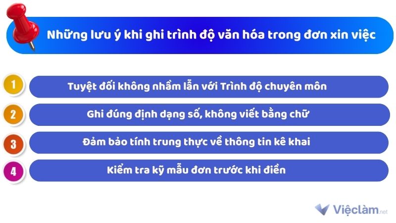 Những lưu ý khi ghi trình độ văn hóa trong đơn xin việc