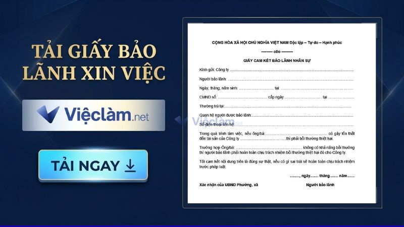 Tải giấy bảo lãnh xin việc tại Vieclam.net