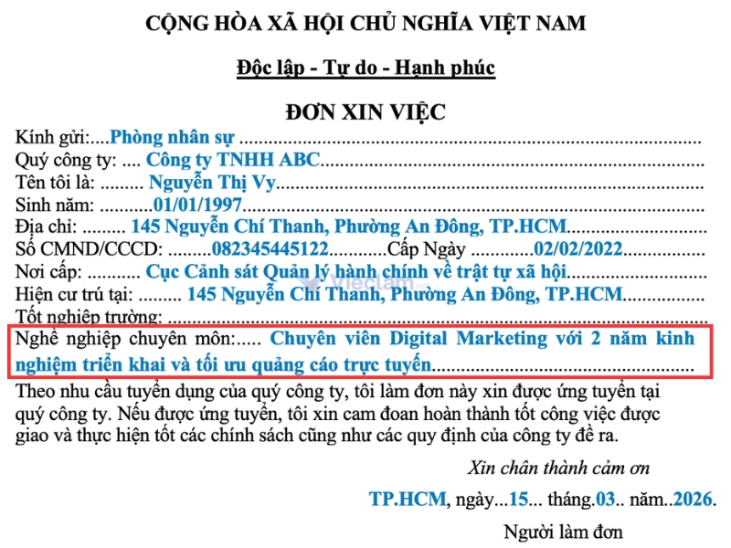 Cách ghi nghề nghiệp chuyên môn khi kinh nghiệm làm việc đúng ngành 