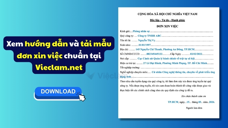 Xem hướng dẫn và tải mẫu đơn xin việc chuẩn tại Vieclam.net