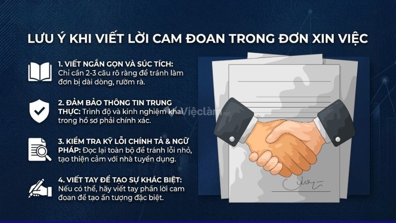 Những lưu ý khi ghi lời cam đoan trong đơn xin việc
