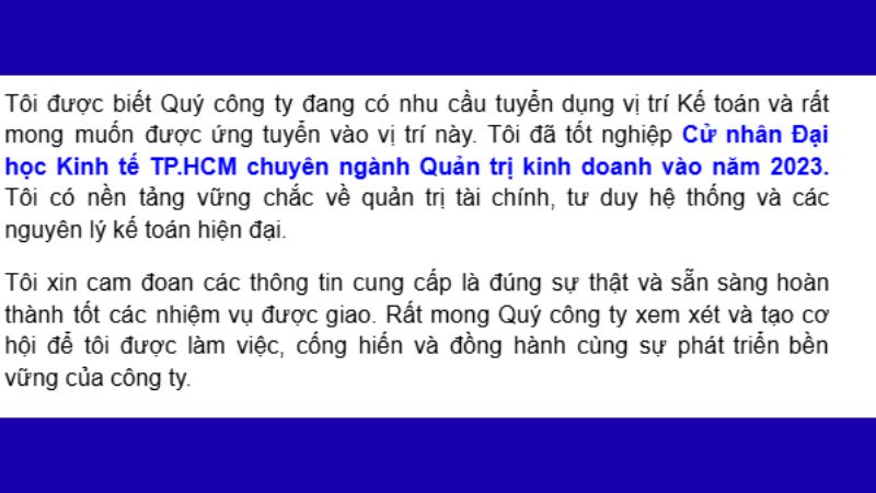 Cách ghi trình độ chuyên môn trong đơn xin việc