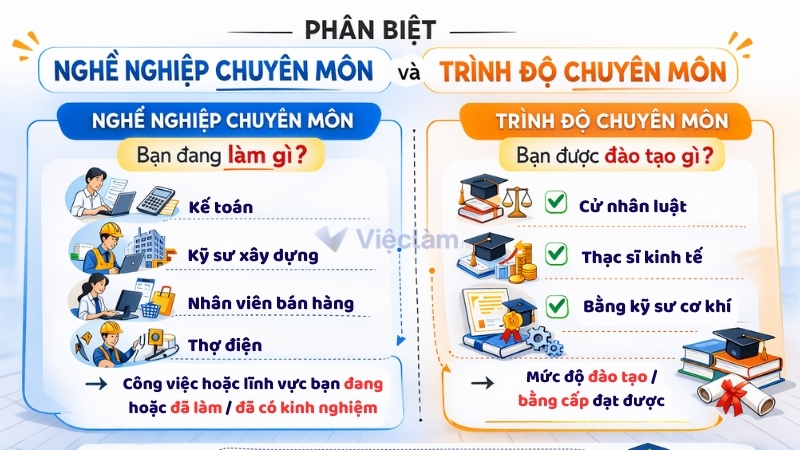 Phân biệt nghề nghiệp chuyên môn và trình độ chuyên môn 