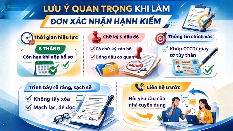 Một số lưu ý quan trọng khi làm đơn xác nhận hạnh kiểm