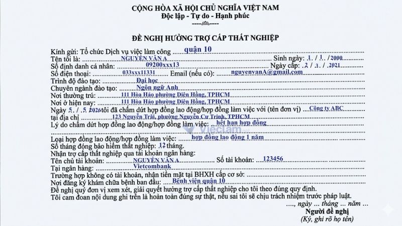 Mẫu đề nghị hưởng trở cấp thất nghiệp số 10