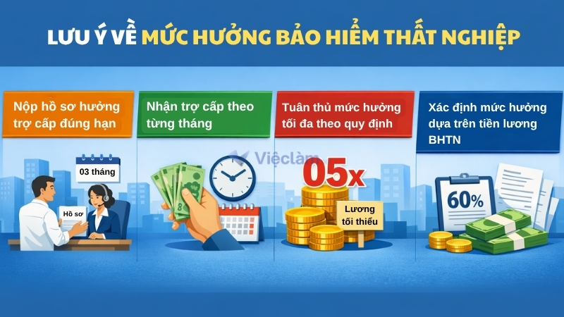 Mức hưởng bảo hiểm thất nghiệp theo quy định mới nhất Lưu ý về mức hưởng bảo hiểm thất nghiệp