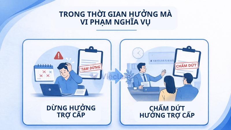 Các trường hợp không được hưởng bảo hiểm thất nghiệp theo quy định Trường hợp trong thời gian hưởng mà vi phạm nghĩa vụ