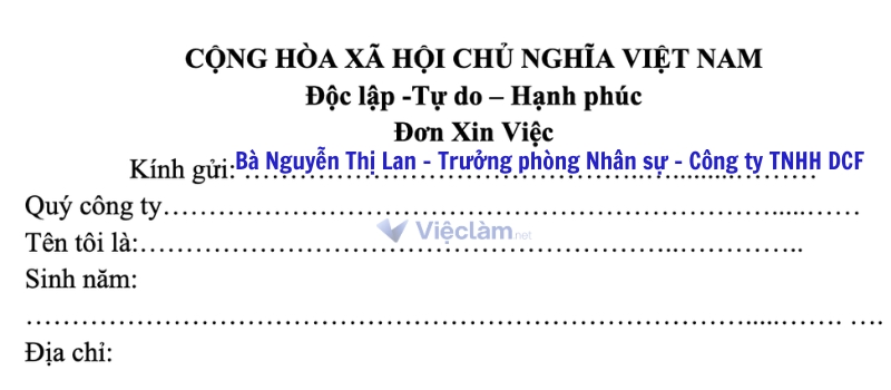 Hướng dẫn cách viết phần kính gửi trong đơn xin việc Cách ghi kính gửi trường hợp biết rõ người nhận