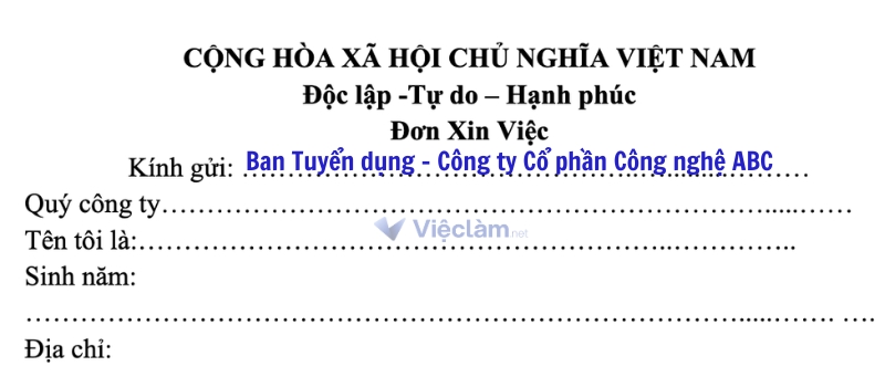 Hướng dẫn cách viết phần kính gửi trong đơn xin việc Cách ghi kính gửi trường hợp không biết rõ người nhận