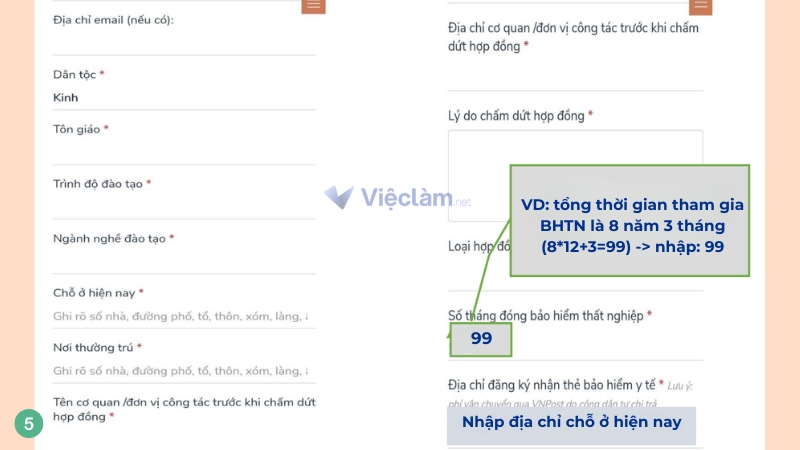 Hướng dẫn cách đăng ký bảo hiểm thất nghiệp online tại nhà nhanh, đơn giản Nhập thông tin phần thân của đơn đề nghị hưởng trợ cấp thất nghiệp online
