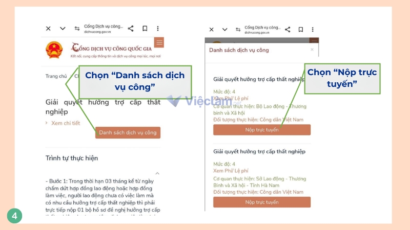 Hướng dẫn cách đăng ký bảo hiểm thất nghiệp online tại nhà nhanh, đơn giản Chọn dịch vụ và nộp hồ sơ