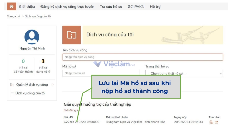 Hướng dẫn cách đăng ký bảo hiểm thất nghiệp online tại nhà nhanh, đơn giản Ghi nhớ Mã hồ sơ sau khi nộp hồ sơ thành công